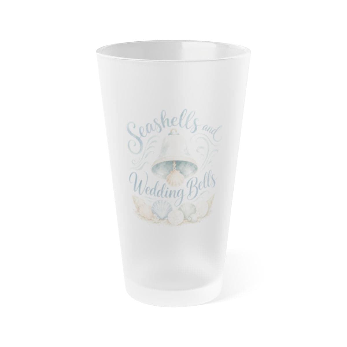 The same design printed on a frosted pint glass